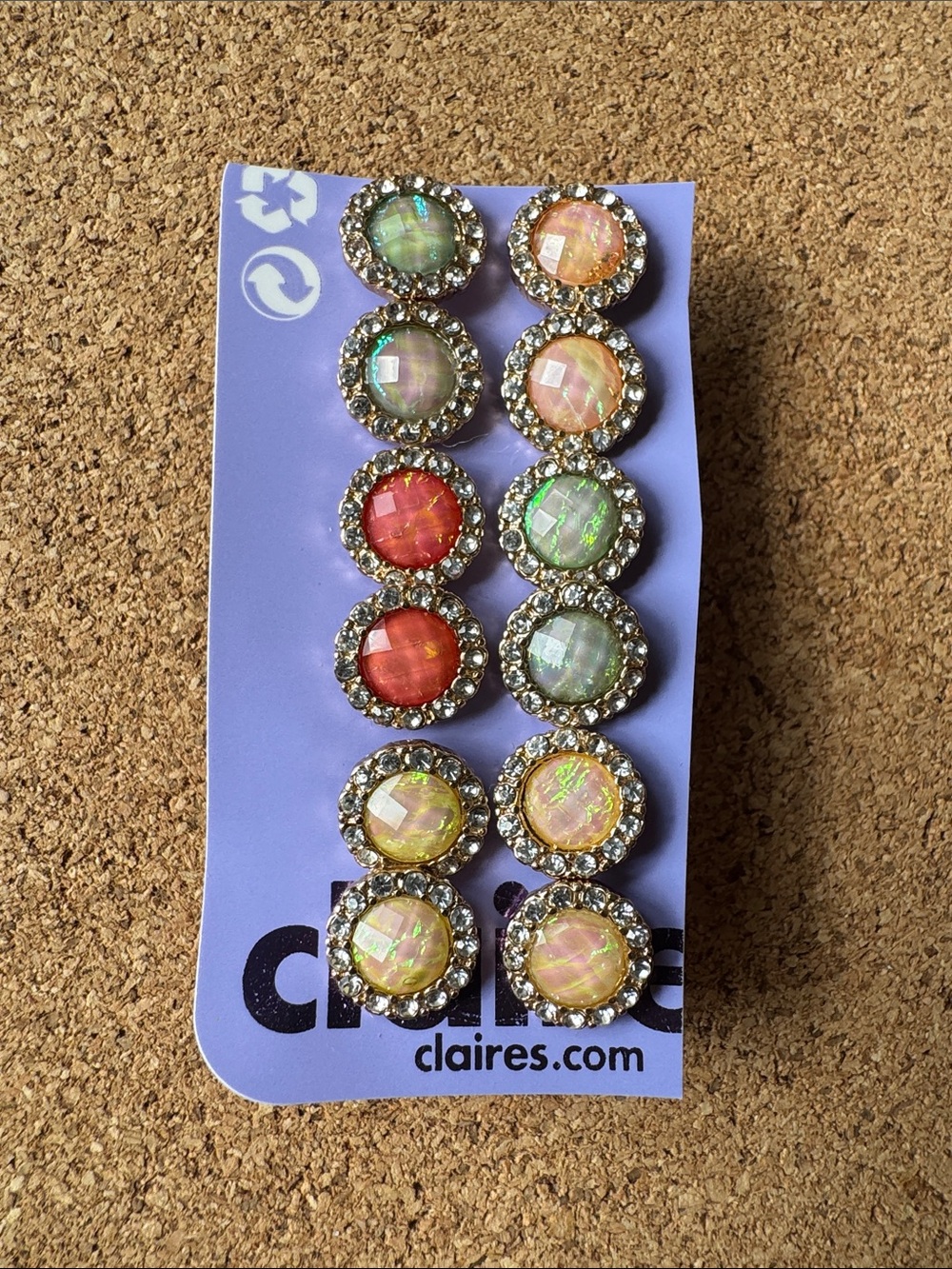 Glam studs multiple colors 9 pair